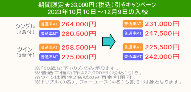 普通車キャンペーン(33,000円引き)
