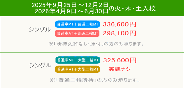 普通車＋二輪キャンペーン（202509～）